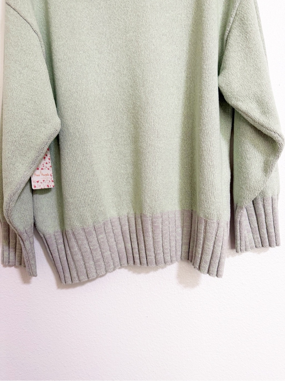 NEW Free People Street Fair Tunic Sweater Oversized Lime Gray Size L - Picture 8 of 15